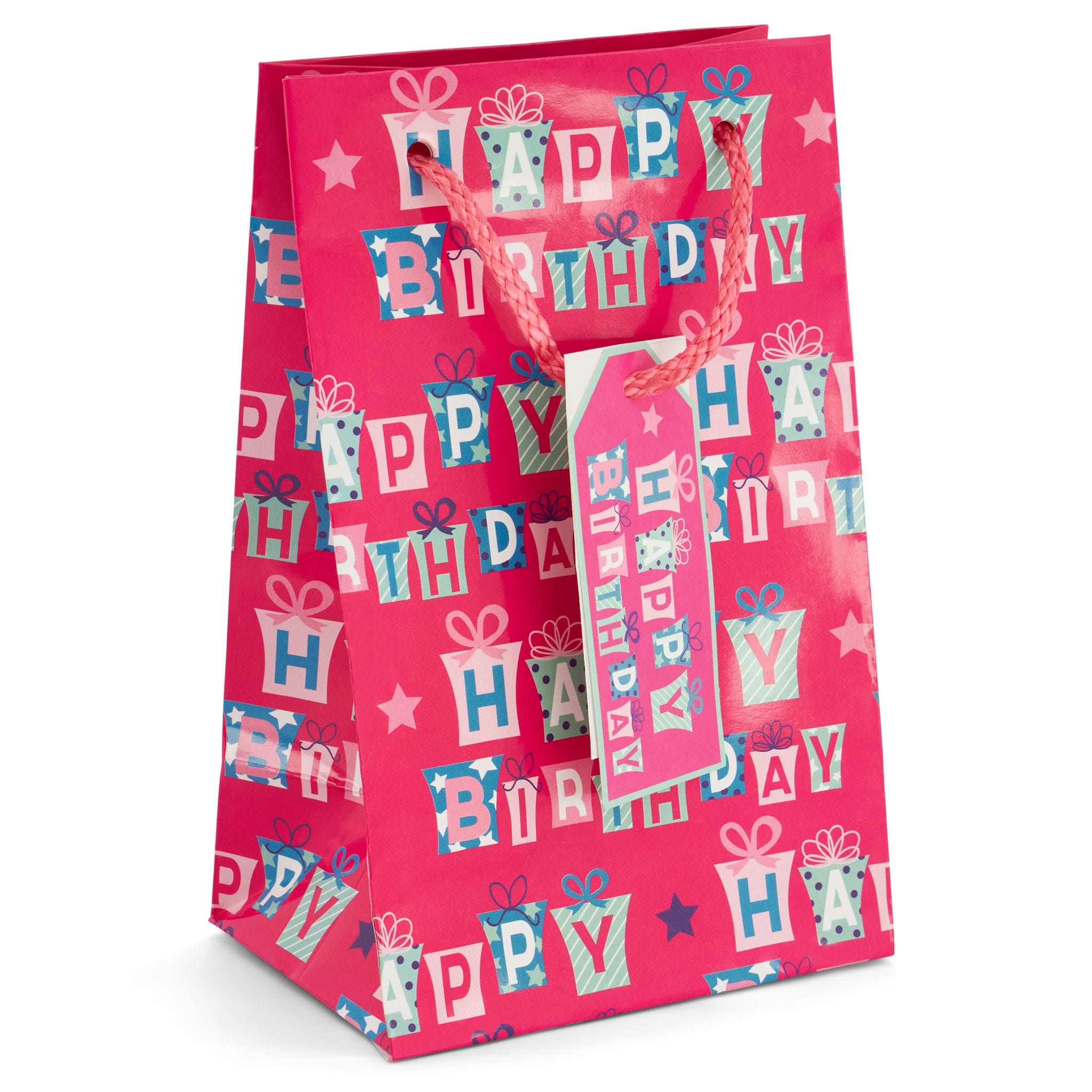 Pink Happy Birthday Gift Bag - M 5033601709466 only5pounds-com