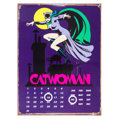 Purple Catwoman Metal Calendar - 30 x 41cm only5pounds-com