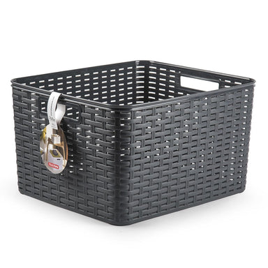 Rattan Basket - 34 x 40cm Dark Grey 8414926389071 only5pounds-com