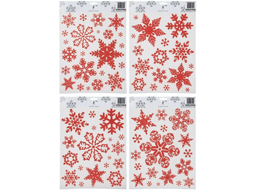 Red Glitter Snowflake Window Stickers - Assorted 5050565482914 only5pounds-com