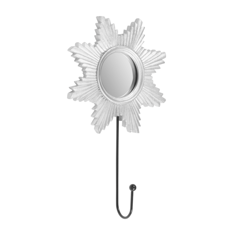 Silver Sun Mirror With Hook - 21cm 8718658351345 only5pounds-com