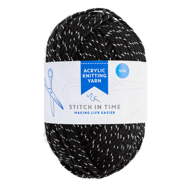 Sparkle Black Acrylic Knitting Yarn - 50g 5050565533654 only5pounds-com