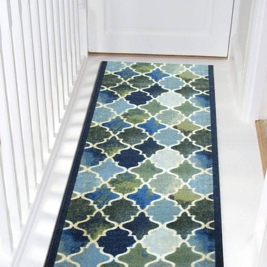 Stair Runner / Kitchen Mat - Decor Teal - (Custom Sizes - Cut to order) 66cm Width x Custom Length (Choose your via quantity box - sold per 1FT/30cm) only5pounds-com
