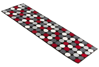 Stair Runner / Kitchen Mat - Red & Grey Modern Spots Design - Texas (Custom Sizes - Cut To Order) 66cm Width x Custom Length (Choose your Length via quantity box - sold per 1FT/34cm) only5pounds-com