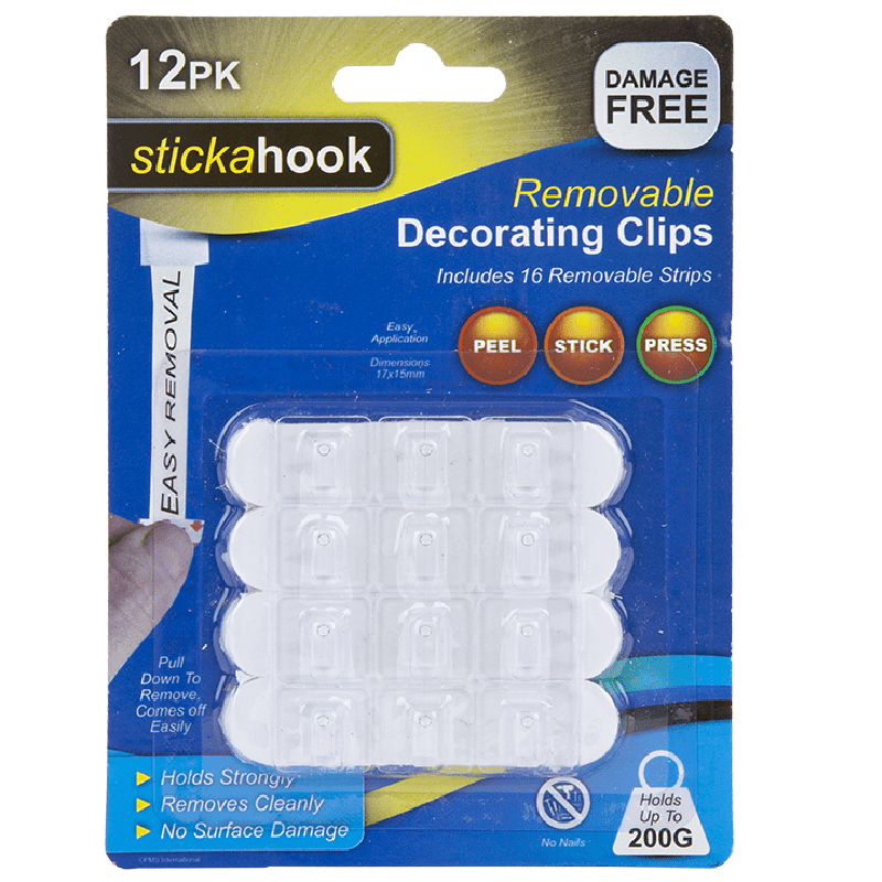Stickahook Small Removable Hooks - Pack of 12 5050565395344 only5pounds-com