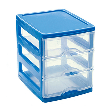 Storage Unit With 3 Drawers - 17 x 17 x 13.5cm - Assorted Colours only5pounds-com