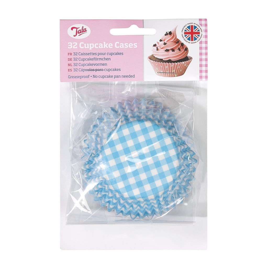 Tala Blue Gingham Cupcake Cases - Pack of 32 5012904018536
