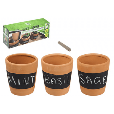 Terracotta Chalkboard Herb Planters - Set of 3 5050565302632 only5pounds-com