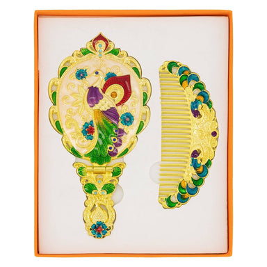 Traditional Oriental Decorated Comb & Mirror Set 5056150244486 only5pounds-com
