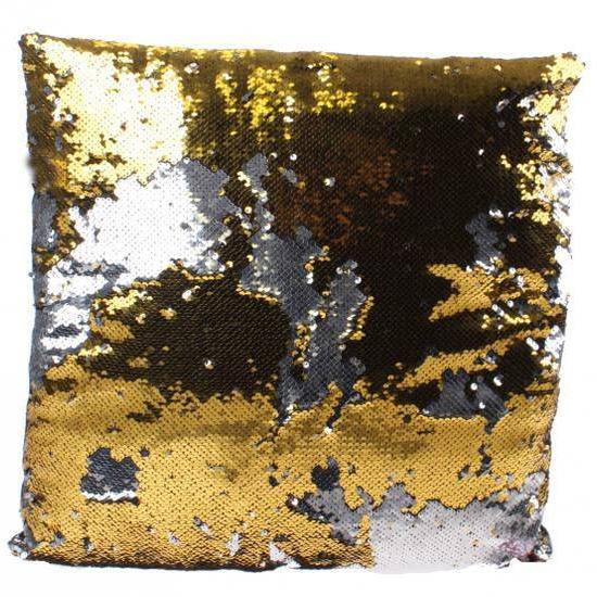 Two Tone Sequin Magic Cushion - 45cm Silver/Gold 5050565286567 only5pounds-com