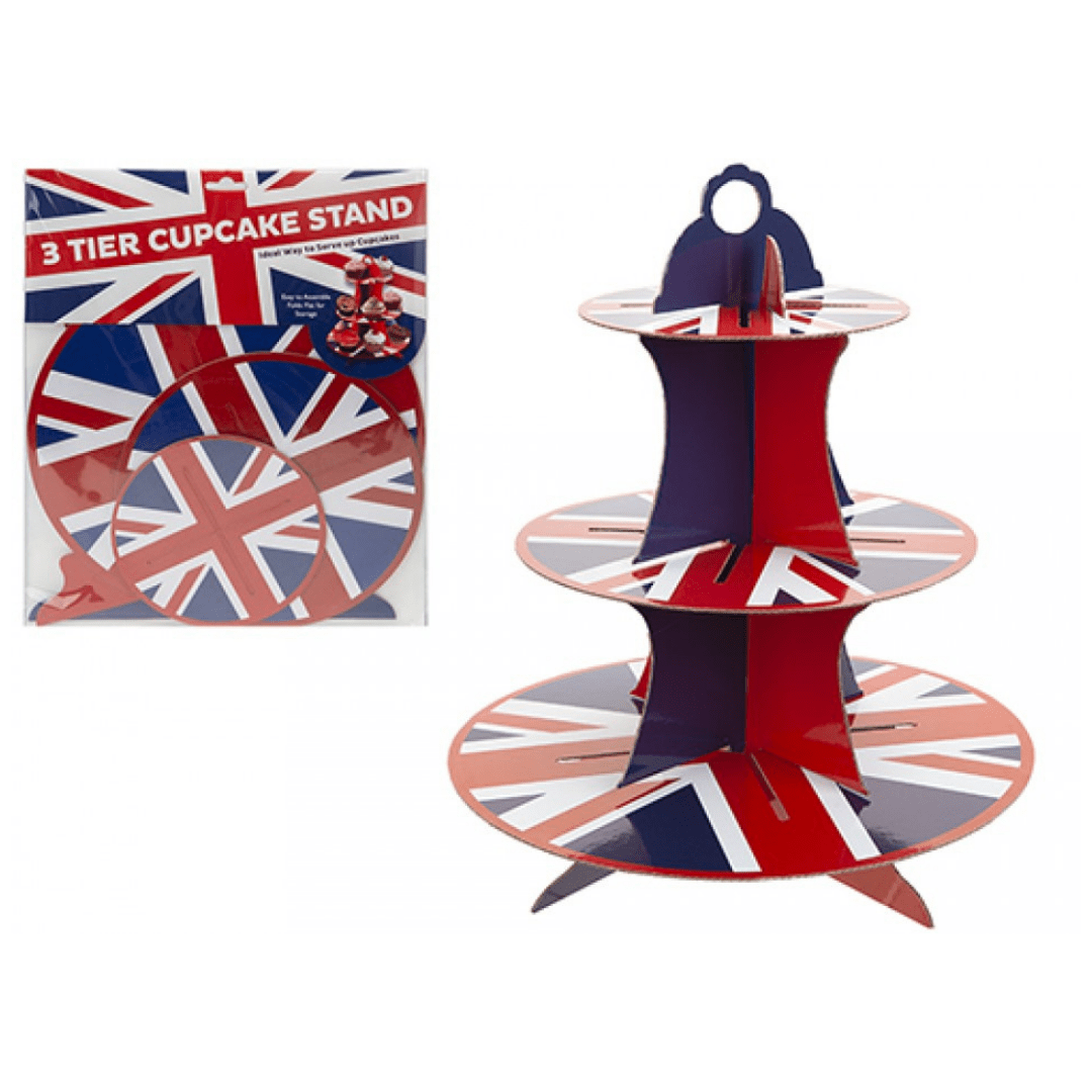 Union Jack 3 Tier Cup Cake Stand 5050565562166 only5pounds-com