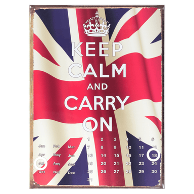 Union Jack Keep Calm Metal Calendar - 30 x 41cm only5pounds-com