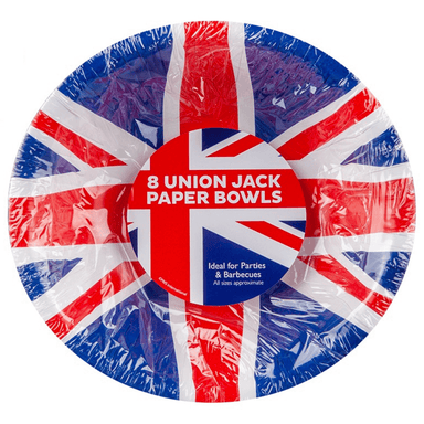 Union Jack Paper Bowls - Pack of 8 - 7.5" 5050565562104 only5pounds-com