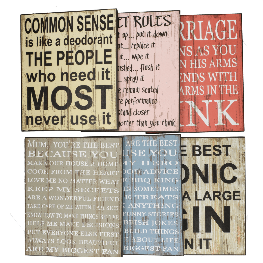 Vintage Style Funny Slogan Wooden Decorative Signs - Assorted Designs - only5pounds.com
