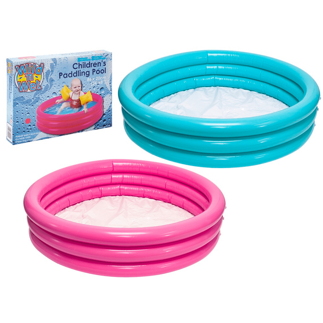 Wild 'N' Wet 3 Ring Pool Paddling Pool - Blue or Pink only5pounds-com