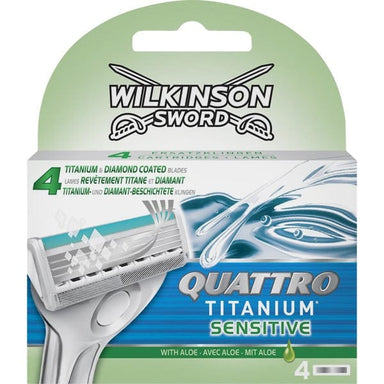 Wilkinson Sword Quattro Titanium Sensitive Blades - 4pk 4027800509805 only5pounds-com