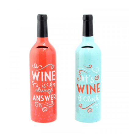 Wine Bottle Money Box - Assorted Colours 5010792291314 only5pounds-com