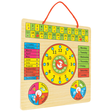 Wooden Children's Calendar & Clock Planner - 35 x 30cm 5060269266123 only5pounds-com