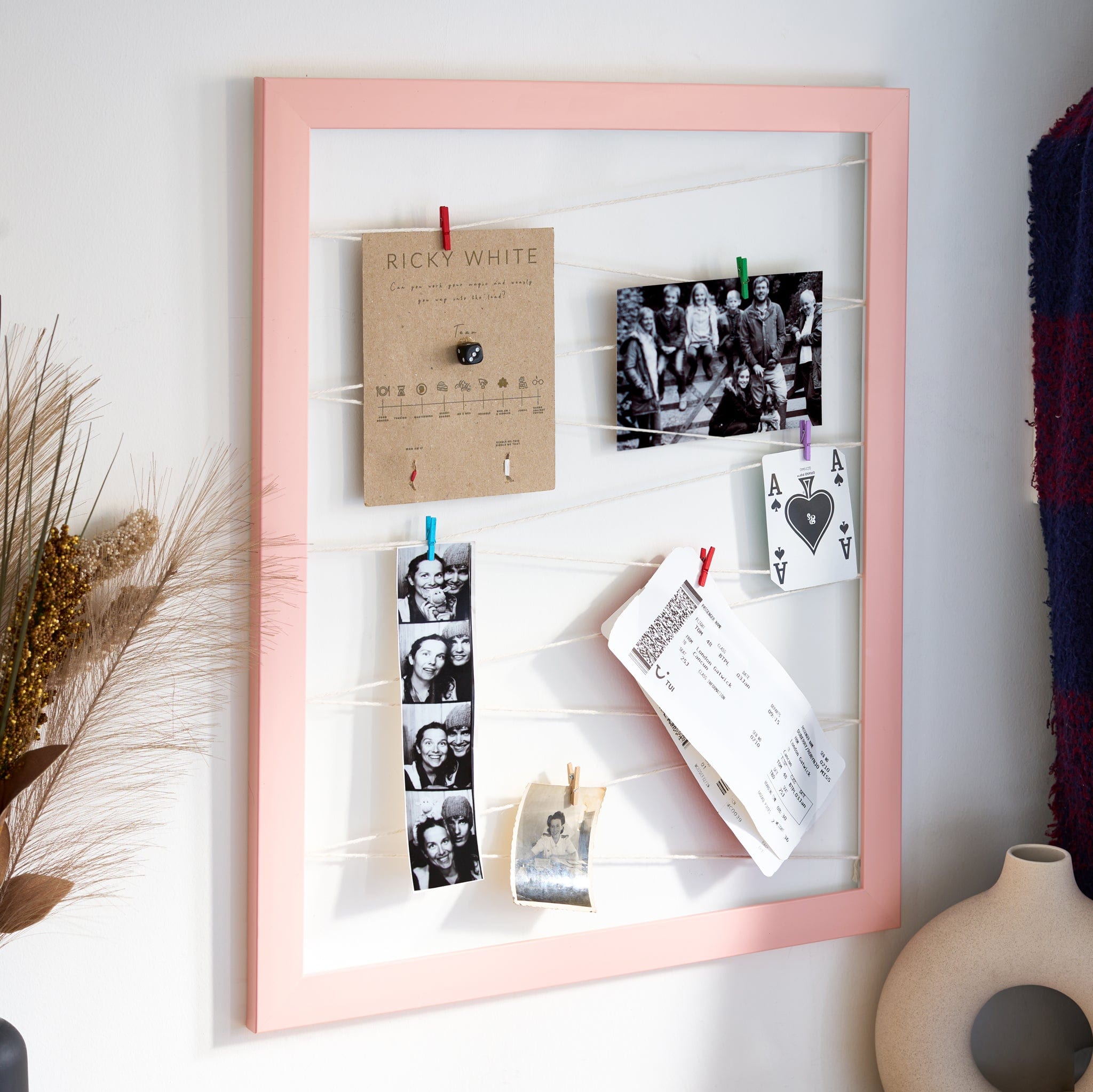 Wooden Memories Picture Frame With Strings - Coral Pink 5901554533943 only5pounds-com